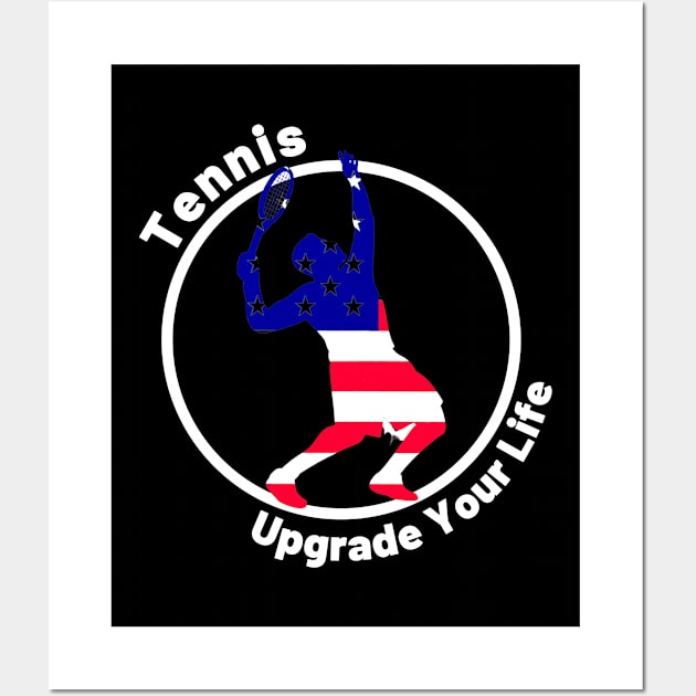 US Open Tennis USA Flag Silhouette Wall Art by TopTennisMerch